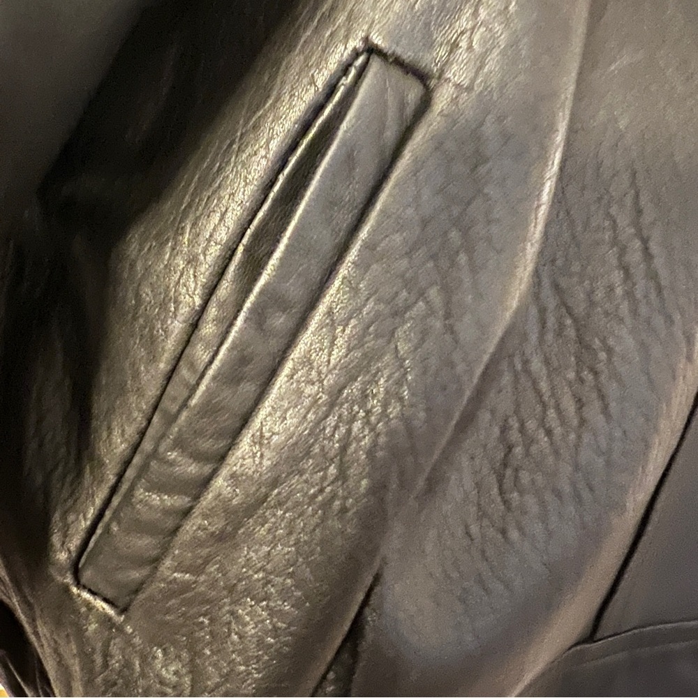 OVERSIZED BOMBER JACKET 80s MAGLIA like HAILEY BEIBER'S Leather Black VINTAGE - Picture 10 of 16